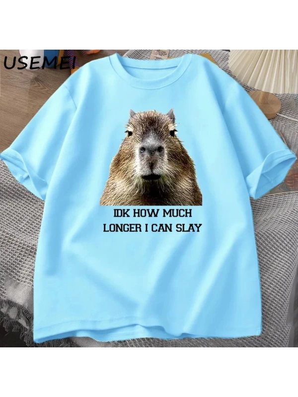 IDK ne kadar uzun ben Capybara komik Tshirt Slay eğilimleri Slay Retro hayvan T-shirt erkekle