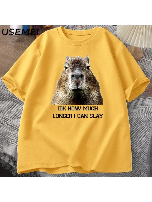 IDK ne kadar uzun ben Capybara komik Tshirt Slay eğilimleri Slay Retro hayvan T-shirt erkekle