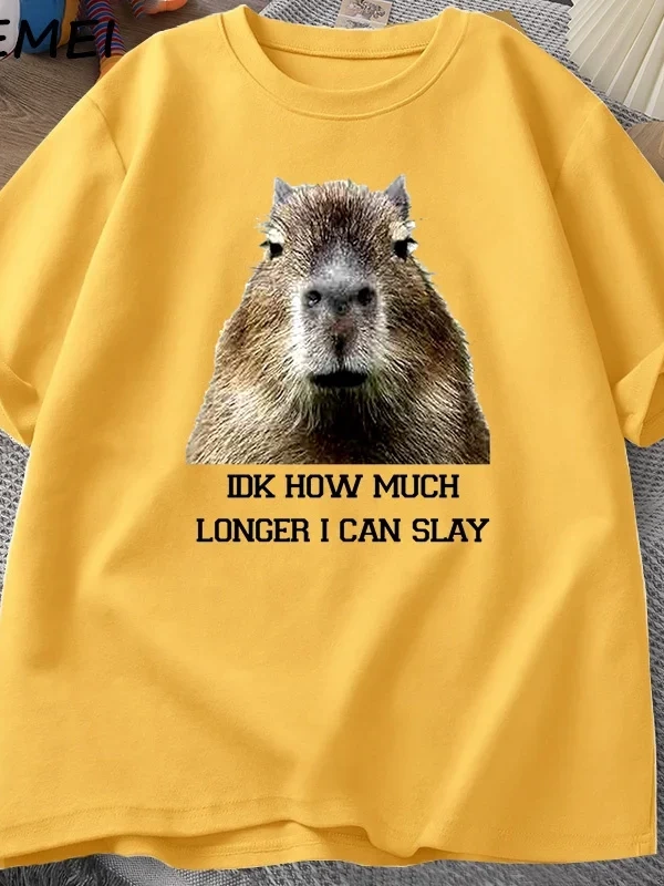 IDK ne kadar uzun ben Capybara komik Tshirt Slay eğilimleri Slay Retro hayvan T-shirt erkekle 3083