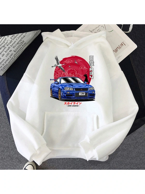 Ilk D Yarış Hoodies Erkek Mazda Nissan Skyline 52 14766 Beyaz