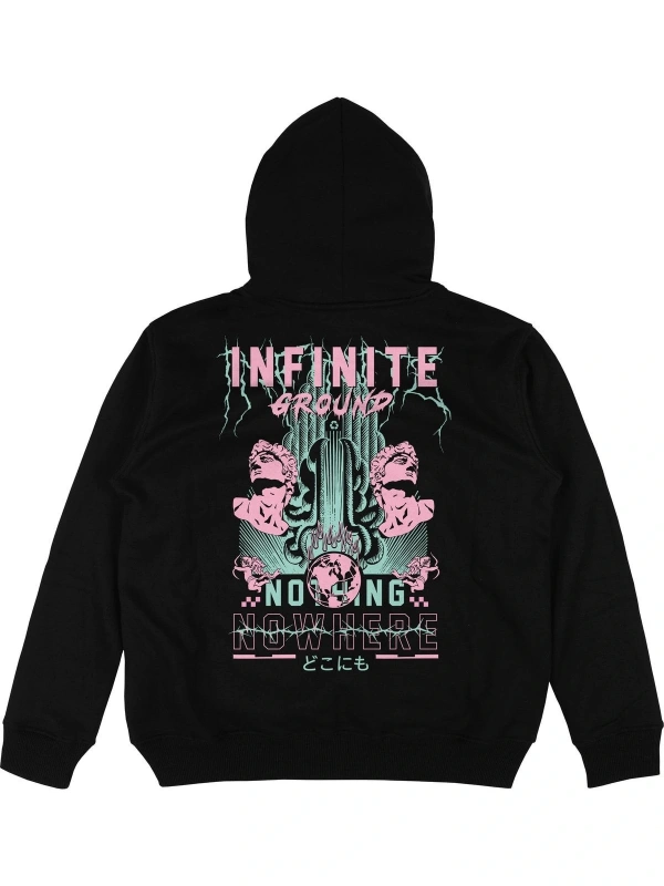 Infinite Siyah Oversize Unisex Kapüşonlu Sweatshirt Hoodie