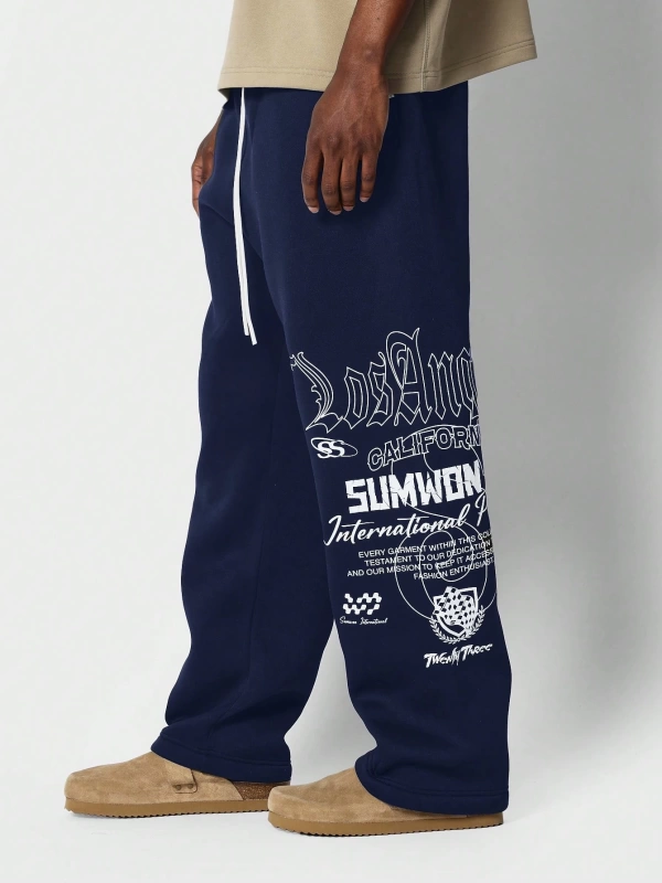 International Premium Drop Crotch Jogger Eşofman Altı Sokak Stili Tipografi Bas