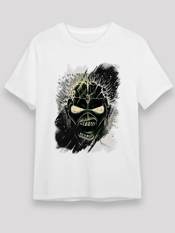 Iron Maiden Baskılı Unisex Beyaz Tişört