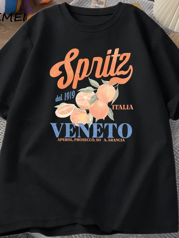 İtalyan Kokteyl Spritz T-Shirt Erkek Kadın Yaz Vintage Boho Italia Grafik Tee Pamuk Kısa Koll 2949