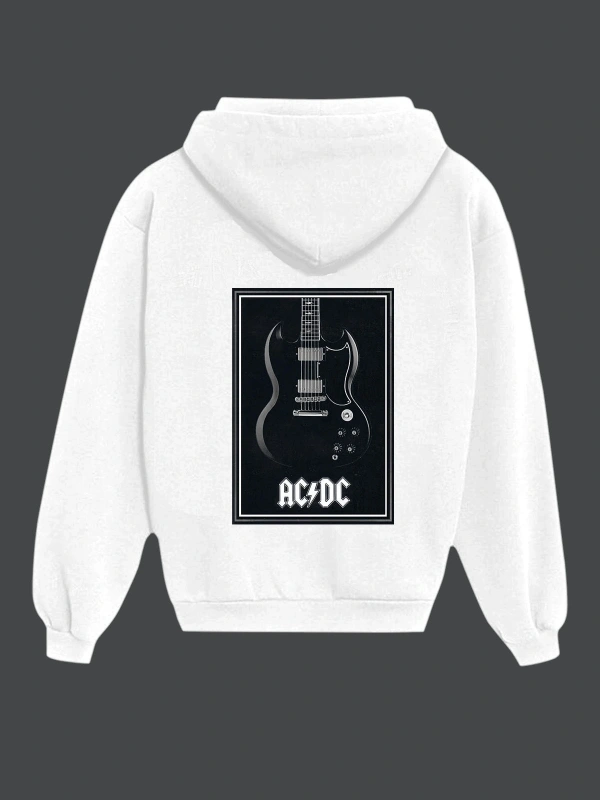 IvırZıvır----Unisex Beyaz Ac-dc Sırt Baskılı Sweatshirt