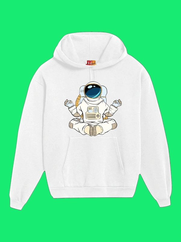 IvırZıvır----Unisex Beyaz Astronot Baskılı Sweatshirt
