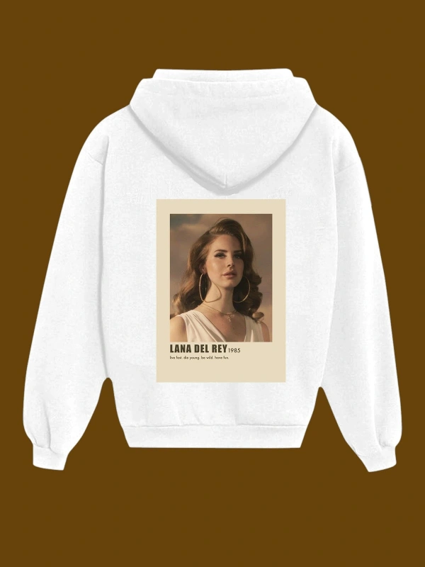 IvırZıvır----Unisex Beyaz Lana Del Rey Sırt Baskılı Sweatshirt