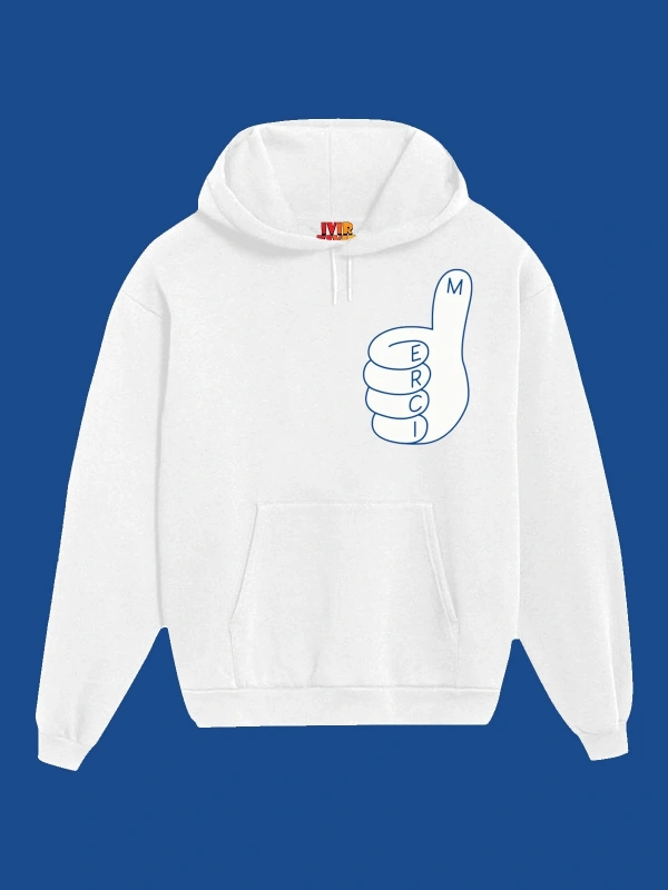 IvırZıvır----Unisex Beyaz Merci Baskılı Sweatshirt