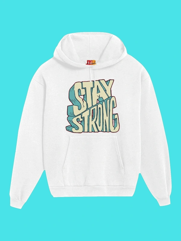 IvırZıvır----Unisex Beyaz Stay Strong Baskılı Sweatshirt