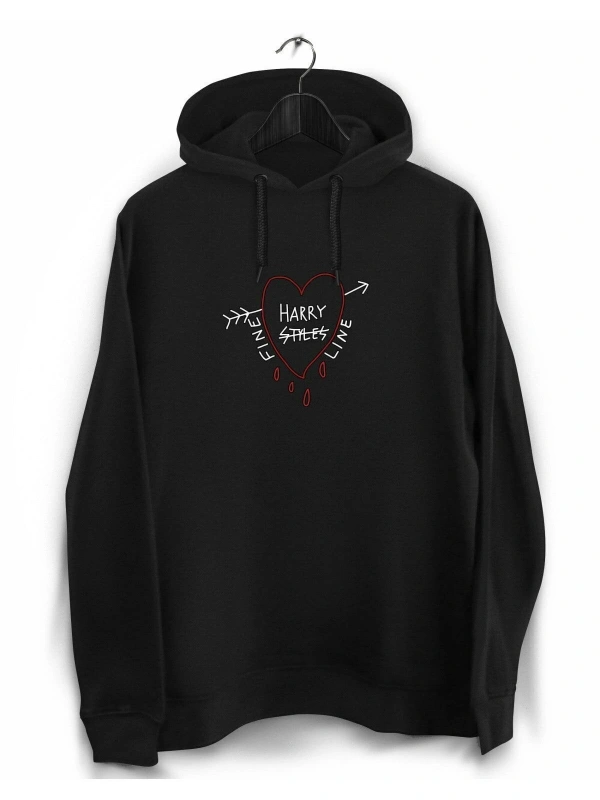 IvırZıvır----Unisex Siyah Harry Styles Taraftar Baskılı Sweatshirt