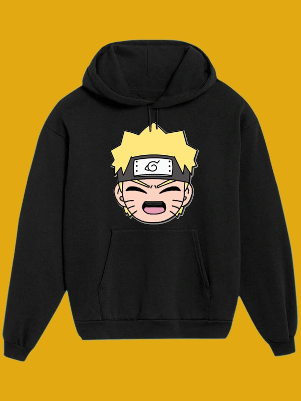 IvırZıvır----Unisex Siyah Naruto Baskılı Sweatshirt