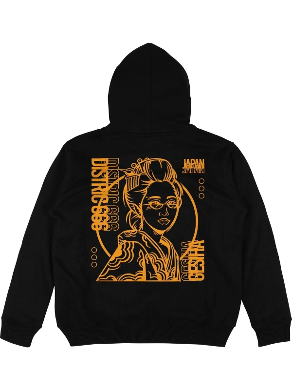 Japan Geisha v2 Siyah Oversize Unisex Kapüşonlu Sweatshirt Hoodie