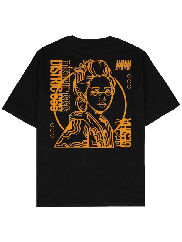 Japan Geisha v2 Siyah Oversize Unisex T-shirt