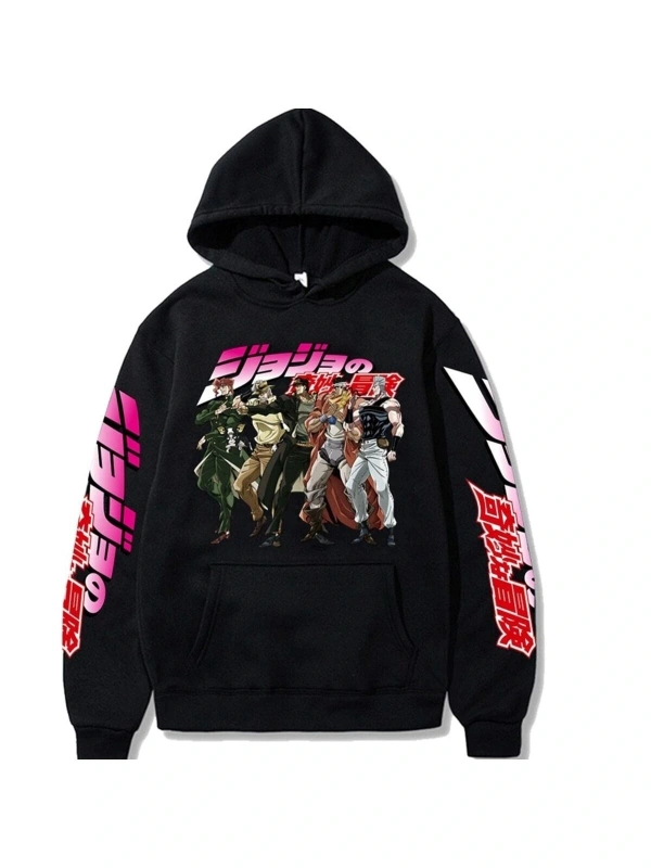 Japon Animesi Jojo Tuhaf Macera Unisex Hoodies 14685 Siyah