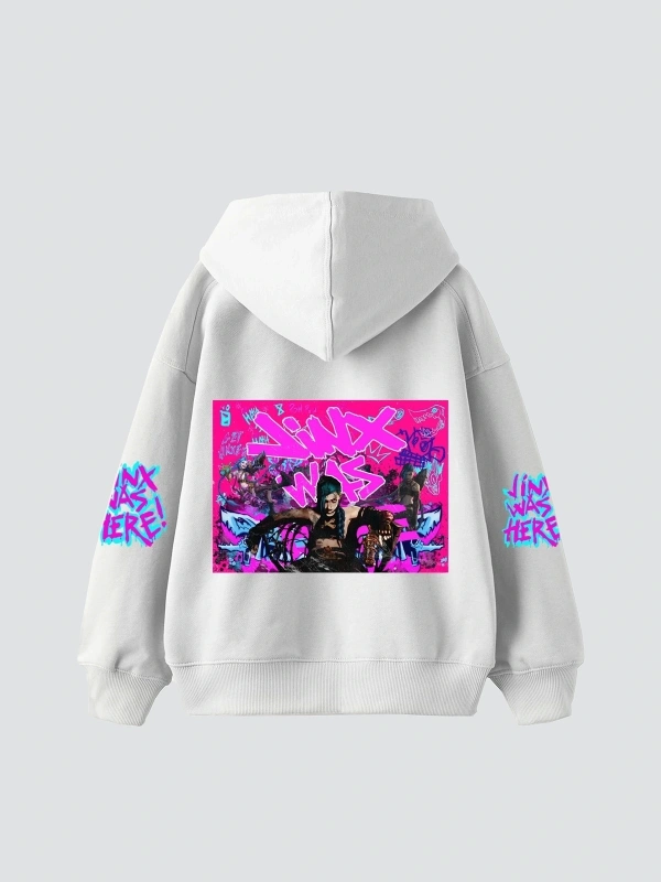 Jinx Arcane Baskılı Oversize Unisex Beyaz