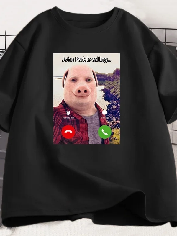 John Domuz Arıyor T Shirt Komik Grafik Tee Üst Büyük Boy Pamuk Mizah Domuz Meme Tasarım Erkek 2855