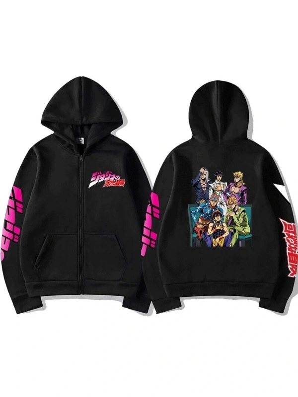 Jojonun Tuhaf Macera Fermuarlı Unisex Hoodies Tip69 13932