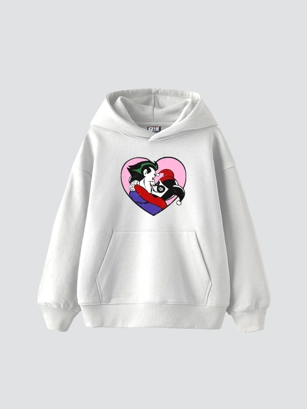 Joker&Harley Baskılı Oversize Unisex Premium Beyaz