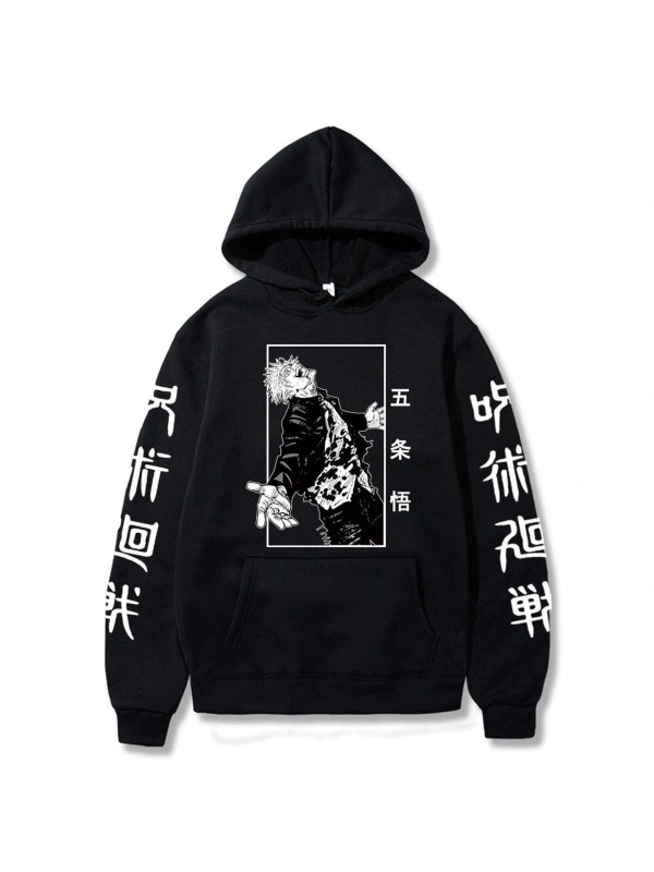 Jujutsu Kaisen Satoru Gojo Grafik Hoodie 14723 Siyah