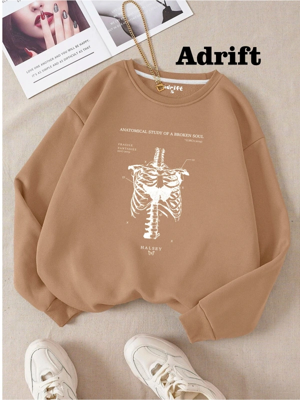 Kaburga Kalp Köstebek Sokak Trend Tasarım Harajuku/Gotik Bej