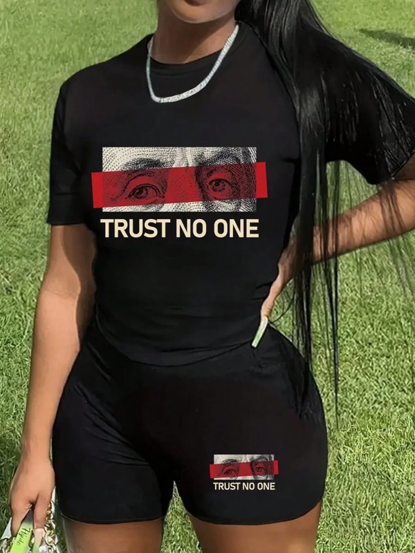 Kadın 2Lİ TAKIM OVERSİZE Trend T-shirt Şort Model 4918