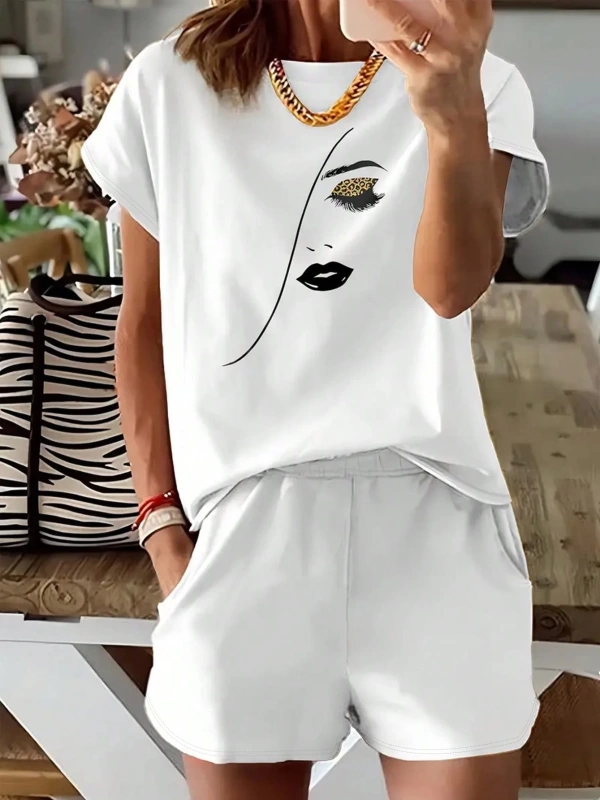 Kadın 2Lİ TAKIM OVERSİZE Trend T-shirt Şort Model 4928