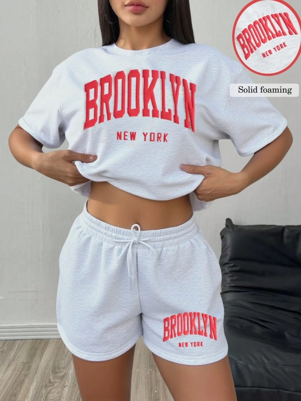 Kadın 2Lİ TAKIM OVERSİZE Trend T-shirt Şort Model 4934
