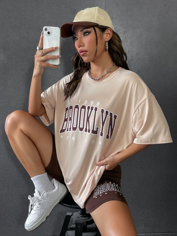 Kadın 2Lİ TAKIM OVERSİZE Trend T-shirt Şort Model 4939