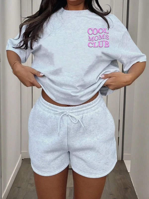 Kadın 2Lİ TAKIM OVERSİZE Trend T-shirt Şort Model 4944