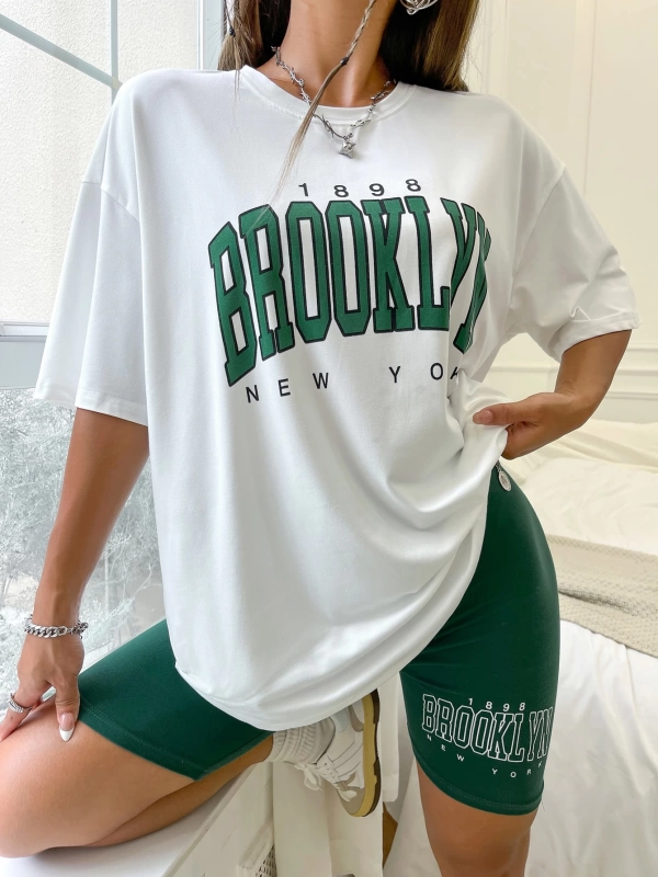 Kadın 2Lİ TAKIM OVERSİZE Trend T-shirt Şort Model 4948