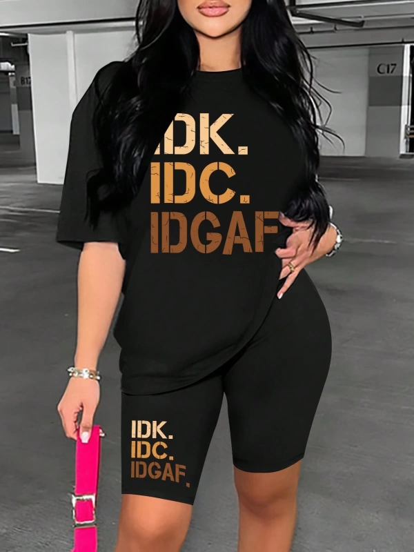 Kadın 2Lİ TAKIM OVERSİZE Trend T-shirt Şort Model 4953