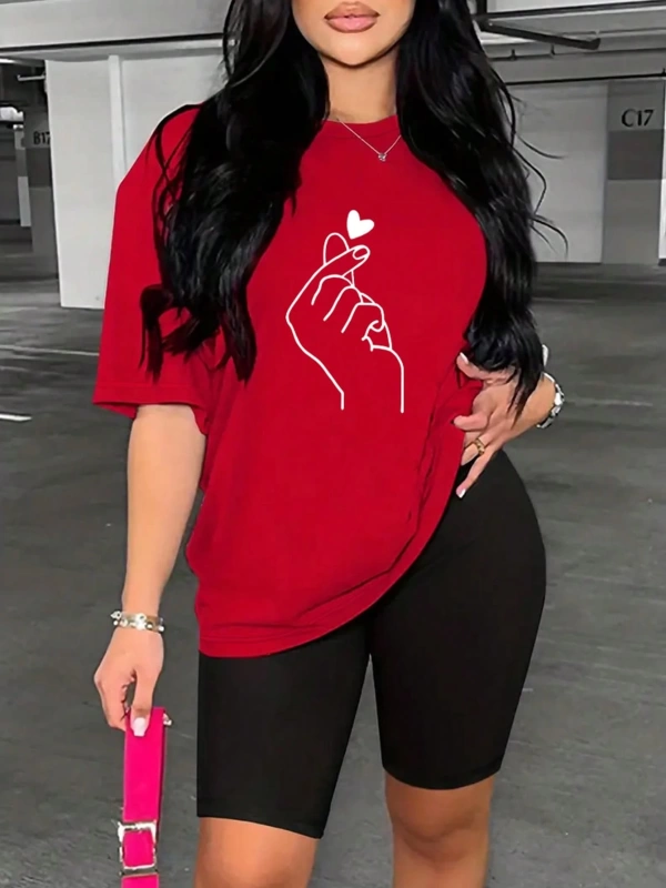 Kadın 2Lİ TAKIM OVERSİZE Trend T-shirt Şort Model 4964