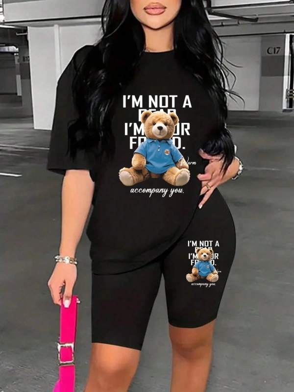 Kadın 2Lİ TAKIM OVERSİZE Trend T-shirt Şort Model 4973