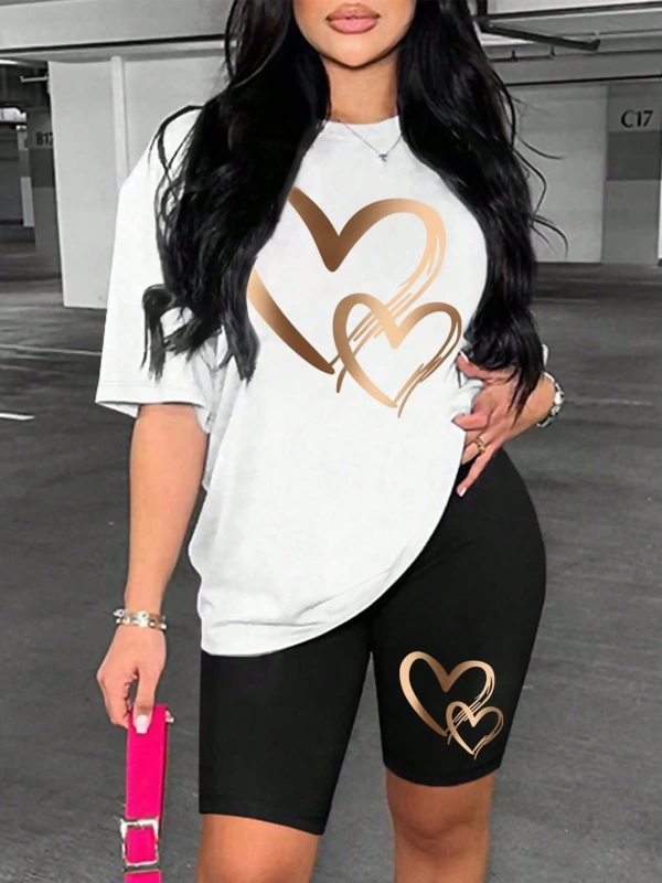 Kadın 2Lİ TAKIM OVERSİZE Trend T-shirt Şort Model 4977