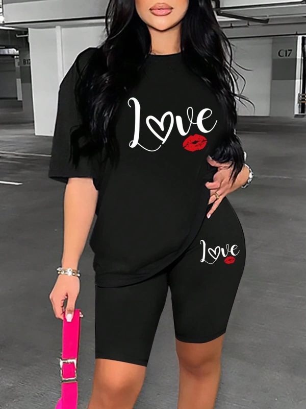Kadın 2Lİ TAKIM OVERSİZE Trend T-shirt Şort Model 4978