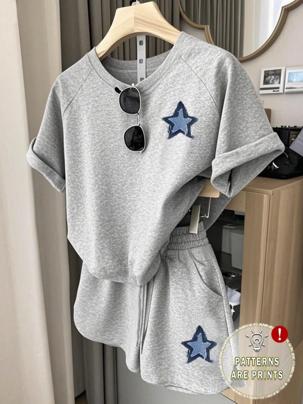 Kadın 2Lİ TAKIM OVERSİZE Trend T-shirt Şort Model 4986