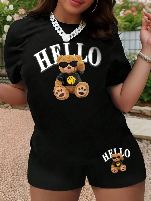 Kadın 2Lİ TAKIM OVERSİZE Trend T-shirt Şort Model 4994