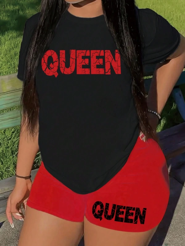Kadın 2Lİ TAKIM OVERSİZE Trend T-shirt Şort Model 5005