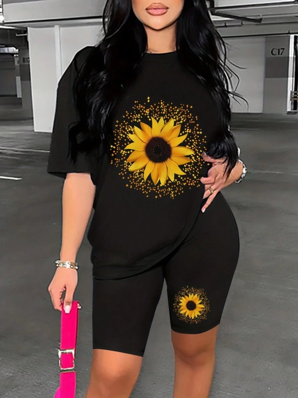 Kadın 2Lİ TAKIM OVERSİZE Trend T-shirt Şort Model 5015