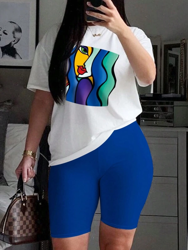 Kadın 2Lİ TAKIM OVERSİZE Trend T-shirt Şort Model 5018
