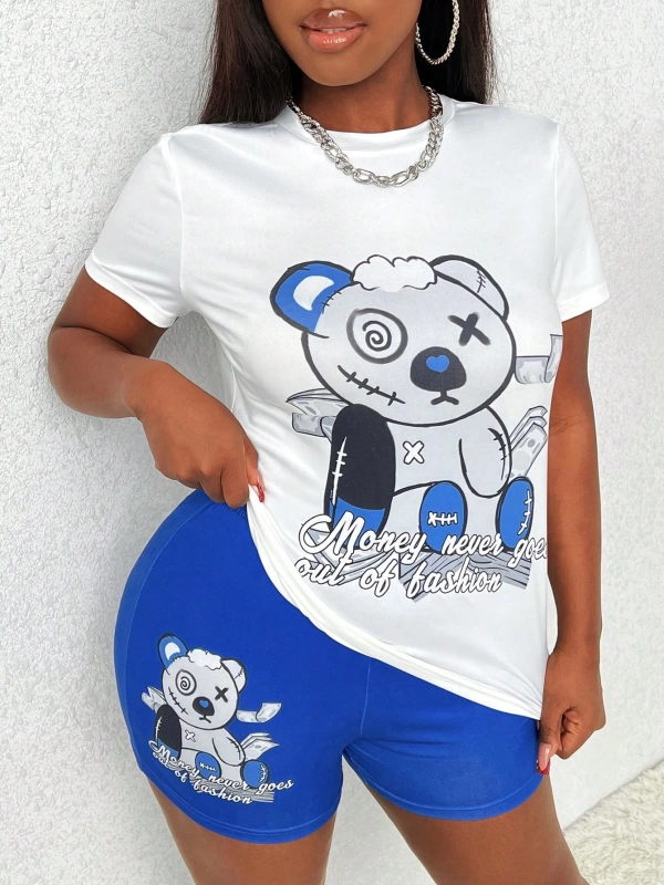 Kadın 2Lİ TAKIM OVERSİZE Trend T-shirt Şort Model 5025