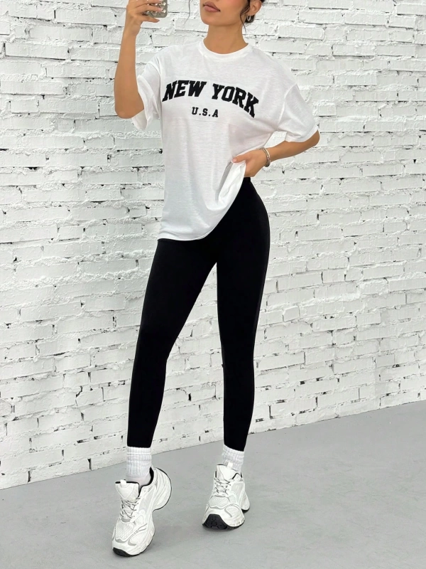 Kadın 2Lİ TAKIM OVERSİZE Trend T-shirt Şort Model 5034