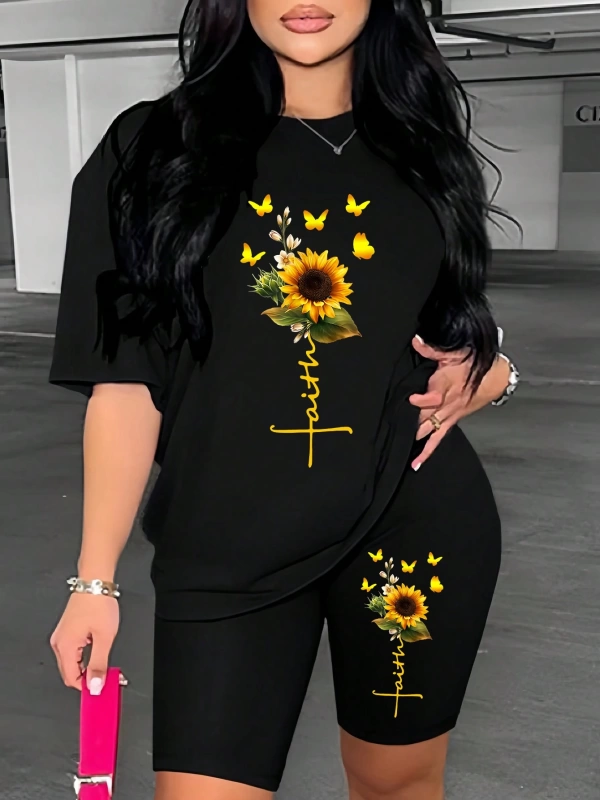 Kadın 2Lİ TAKIM OVERSİZE Trend T-shirt Şort Model 5059