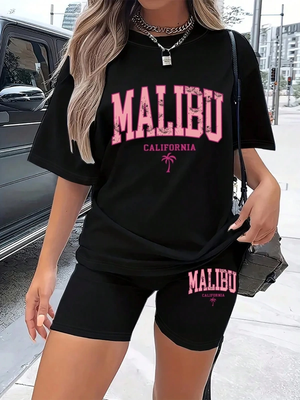 Kadın 2Lİ TAKIM OVERSİZE Trend T-shirt Şort Model 5064