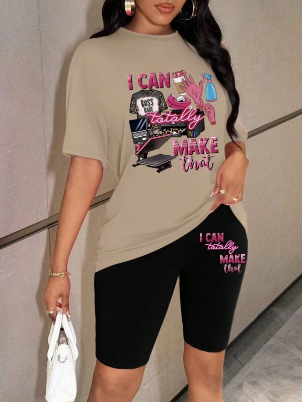 Kadın 2Lİ TAKIM OVERSİZE Trend T-shirt Şort Model 5070