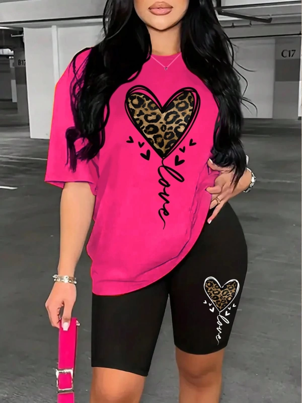 Kadın 2Lİ TAKIM OVERSİZE Trend T-shirt Şort Model 5071