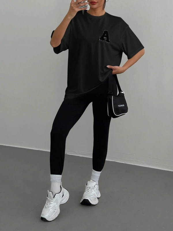 Kadın 2Lİ TAKIM OVERSİZE Trend T-shirt Şort Model 5098