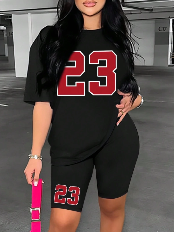 Kadın 2Lİ TAKIM OVERSİZE Trend T-shirt Şort Model 5103
