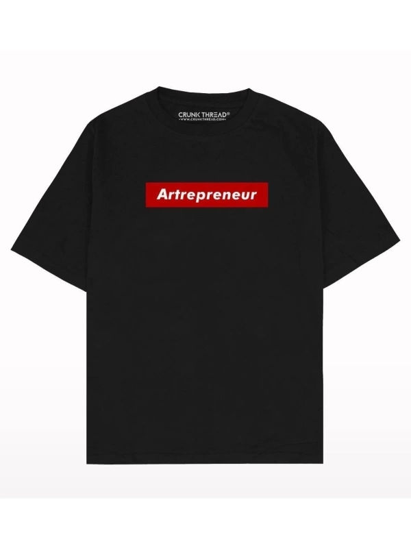 Kadın Artrepreneur Baskılı Oversize Bisiklet Yaka Tshirt