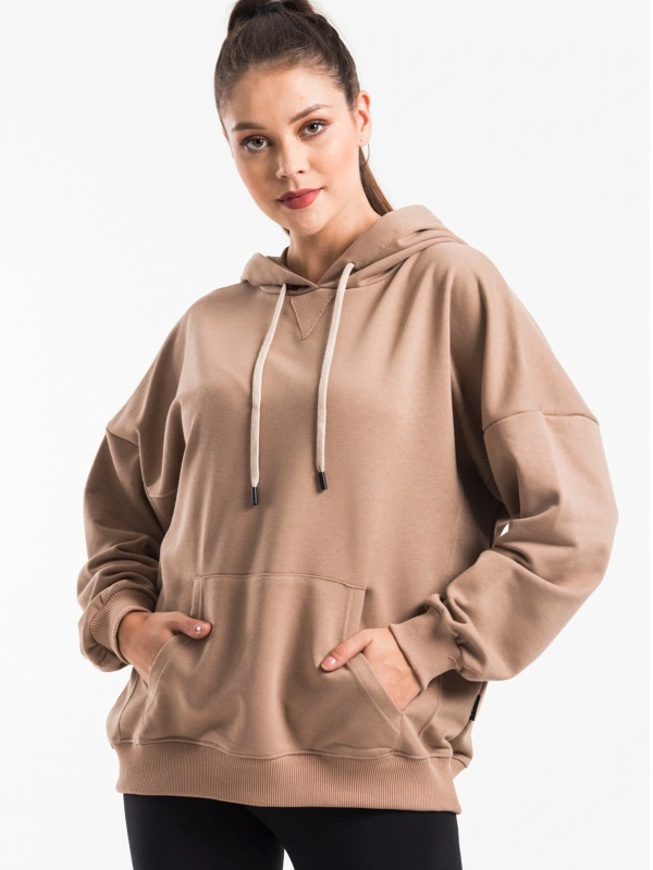 Kadın Bej Kapüşonlu Sweatshirt Cy84194 Bej